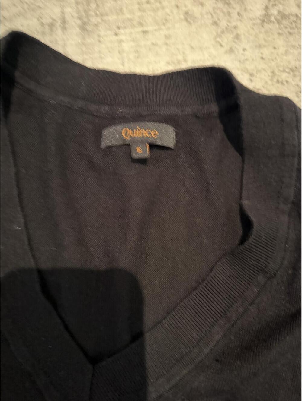 Quince Cotton Cashmere V Neck Black size small - Picture 3 of 7